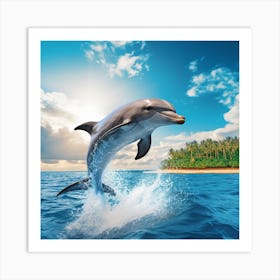 Dolphin Jumping In The Ocean Art Print