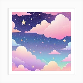 Sky With Twinkling Stars In Pastel Colors Square Composition 92 Art Print