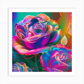 Psychedelic Roses Art Print