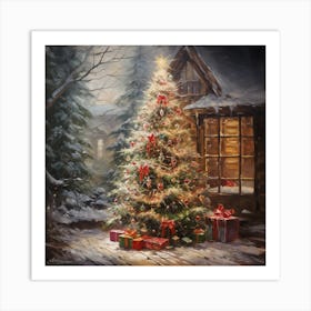 Christmas Tree In The Snow Art Print