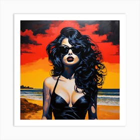 Goth Girl On The Beach Art Print