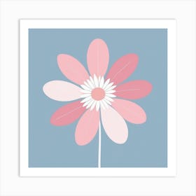 A White And Pink Flower In Minimalist Style Square Composition 603 Art Print