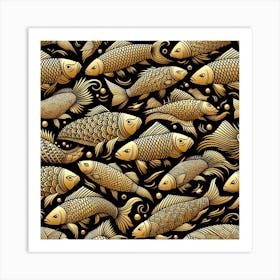 Fish, gold color Art Print