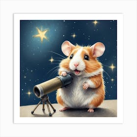 Hamster With Telescope Art Print