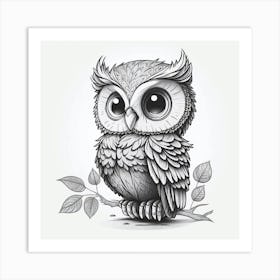 Owl Drawing Art Print