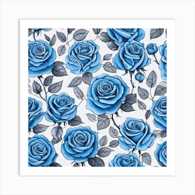 Blue Roses 11 Art Print