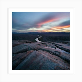 Sunset Over The River Art Print