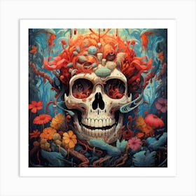 Skull And Flowers 1 Art Print