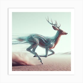 Deer Running In The Desert Art Print