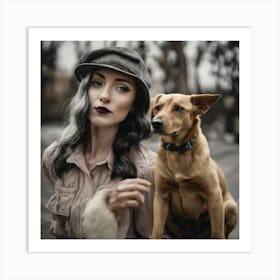 Portrait Of A Woman With A Dog 2 Art Print