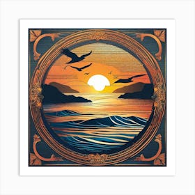 Sunset Over The Ocean 16 Art Print