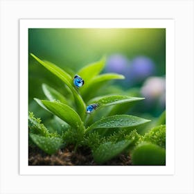 Water Droplets On A Plant Art Print