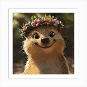 Squirrel In A Flower Crown Poster