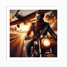 Man On A Motorcycle 3 Art Print