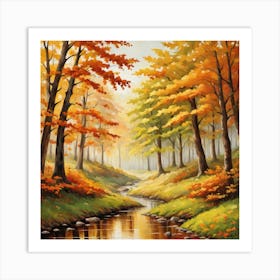 Forest In Autumn In Minimalist Style Square Composition 166 Art Print