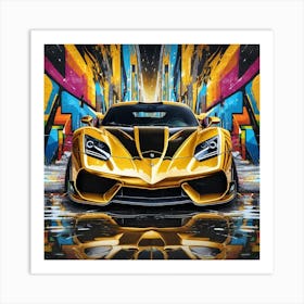 Gold Sports Car 1 Art Print