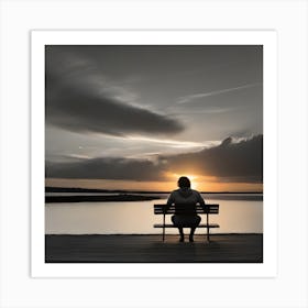 Sunset On A Bench 2 Art Print