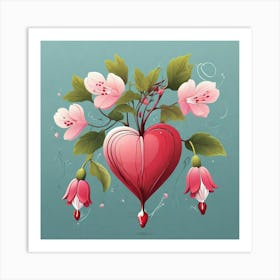 Flowers of Bleeding heart, Vector art 5 Art Print