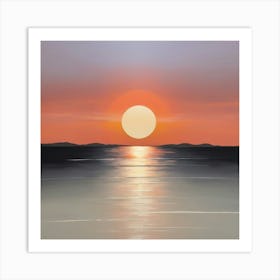 Sunset Over Water Paintings Art Print 4 Art Print