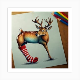 Christmas Deer 1 Art Print