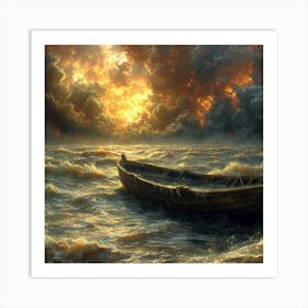 Boat In The Storm Art Print