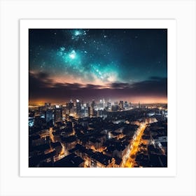 Night Sky Over A City 2 Art Print