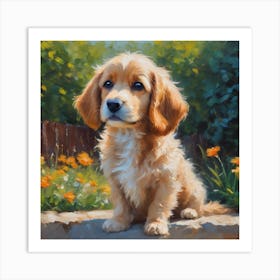 Puppy In The Garden Art Print