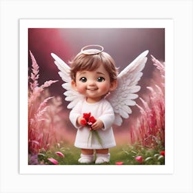 Angel With Roses 1 Art Print