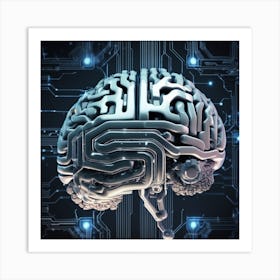 Brain On A Circuit Board 32 Art Print