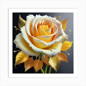 Gold plated white rose 3 Art Print