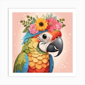 Floral Baby Parrot Nursery Illustration (60) Art Print