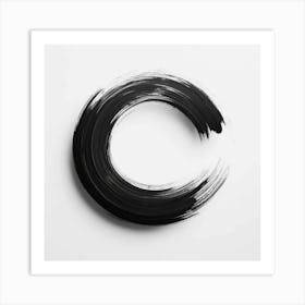 Black Brush Strokes On White Background Art Print