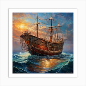 Ship In The Sea Art Print