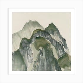 Japanese Watercolour Of Mount Tanigawa 3 Art Print