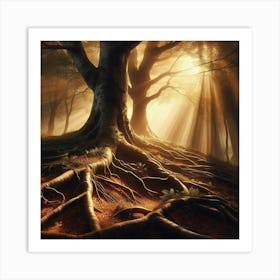 Tree Roots In The Forest Art Print