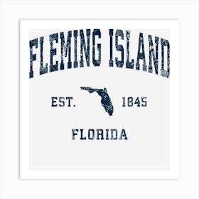 Fleming Island Florida Fl Vintage Athletic Navy Sports Desig Art Print