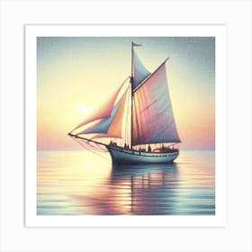 Lonely sailboat Art Print