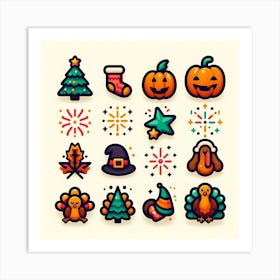 Thanksgiving Icons Art Print