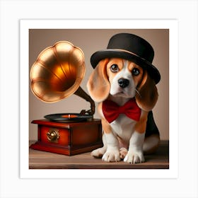 Beagle In A Top Hat~Reimagined Art Print