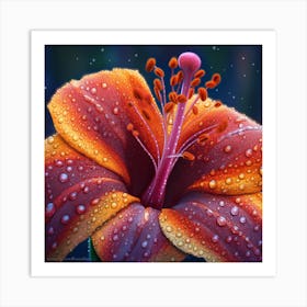 Raindrops On A Lily Art Print