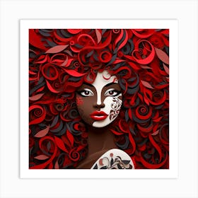 Red Curly Haired Woman Art Print