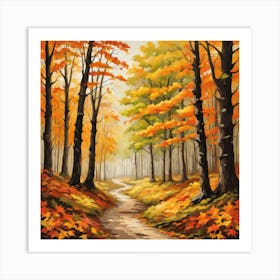 Forest In Autumn In Minimalist Style Square Composition 51 Art Print