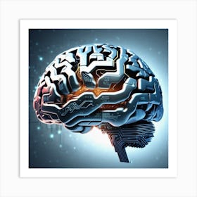 Brain With Circuits Art Print