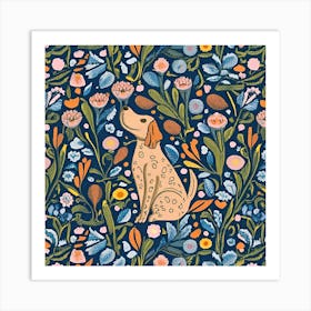 William Morris Inspired Dogs Collection 1 Art Print