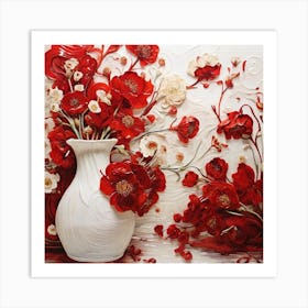 Red and white Art Print