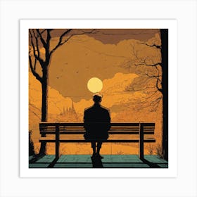 Man Sitting On A Bench Art Print