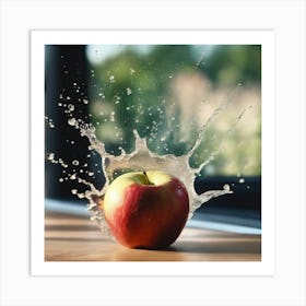 Splashing Apple Art Print