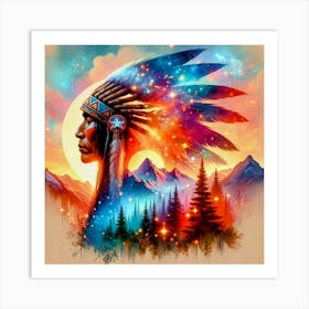 Native American, Tribe Art, Warrior Art, Heritage Collection  Art Print