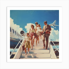 Family Boarding a Plane for happy vacation. Art Print