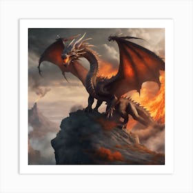 Dragon In Flames Art Print